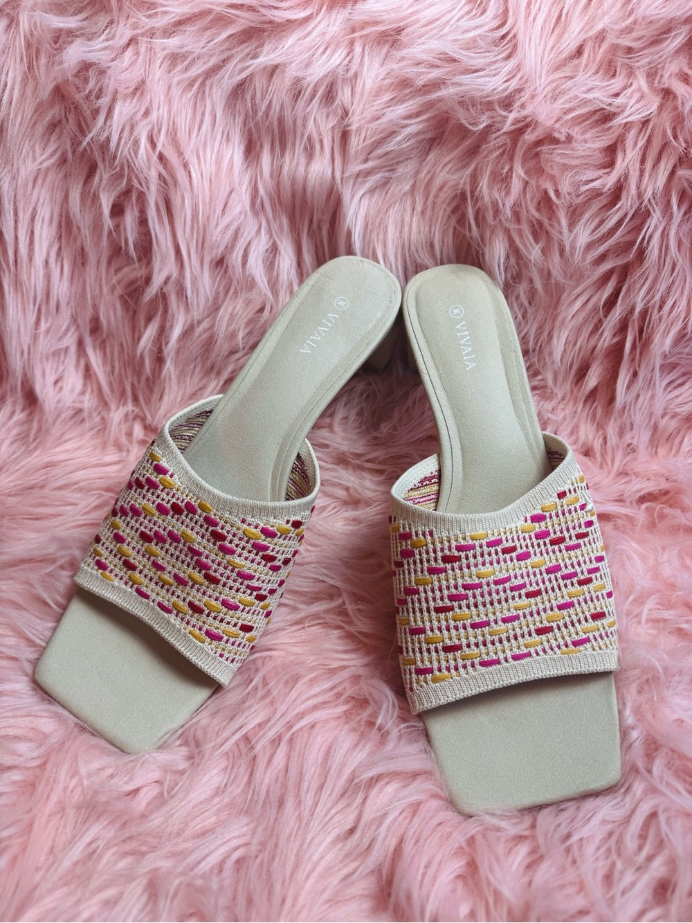 Vivaia Square Toe Block Heel Mule Sandals size 43 - Picture 2 of 5